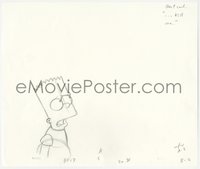 6y0297 SIMPSONS animation art 2000s cartoon pencil drawing of Bart looking worried!