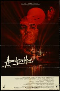 6y1010 APOCALYPSE NOW 1sh 1979 Francis Ford Coppola, classic Bob Peak art of Brando and Sheen!