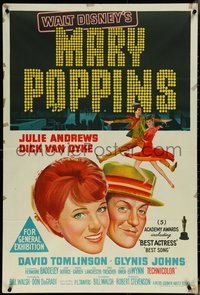 6y0474 MARY POPPINS Aust 1sh 1965 Julie Andrews & Dick Van Dyke in Disney classic!