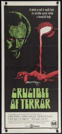 6y0488 CRUCIBLE OF TERROR Aust daybill 1971 artist puts women inside his sculpture molds, rare!