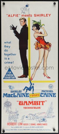 6y0491 GAMBIT Aust daybill 1967 sexy Shirley MacLaine & Michael Caine preparing for crime, rare!