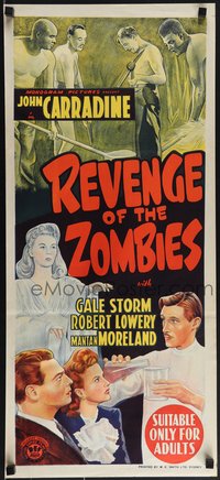 6y0502 REVENGE OF THE ZOMBIES Aust daybill 1944 art of Carradine & zombie Gale Storm!
