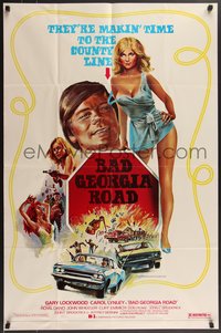 6y1017 BAD GEORGIA ROAD 1sh 1977 sexy art of Carol Lynley, makin' time to the county line!