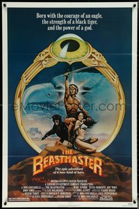 6y1020 BEASTMASTER 1sh 1982 Taylor art of bare-chested Marc Singer & sexy Tanya Roberts!