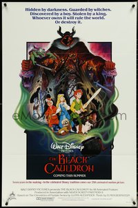 6y1027 BLACK CAULDRON advance 1sh 1985 first Walt Disney CG, cool fantasy art by Paul Wenzel!