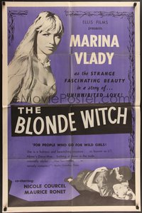 6y1036 BLONDE WITCH 1sh 1955 Nicole Courcel, close-up of sexy sorceress Marina Vlady!