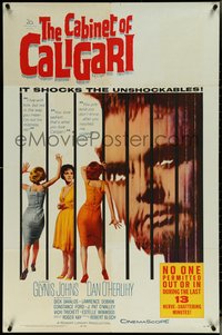 6y1045 CABINET OF CALIGARI 1sh 1962 written by Robert Bloch, it shocks the unshockables!