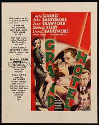 6y0348 GRAND HOTEL campaign book pages 1932 Greta Garbo, John Barrymore, Joan Crawford, cool art!