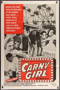 6y1049 CARNY GIRL 1sh 1970 behind the scenes with the wild girls of the midway skin shows!