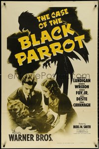 6y1050 CASE OF THE BLACK PARROT 1sh 1941 William Lundigan, Maris Wrixon, Eddie Foy Jr, dramatic art!