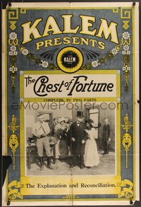 6y1054 CHEST OF FORTUNE 1sh 1914 Civil War orphan learns real identity & marries girl, ultra rare!