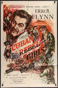 6y1068 CUBAN REBEL GIRLS 1sh 1959 Barry Mahon directed, art of Errol Flynn & bad girls in action!