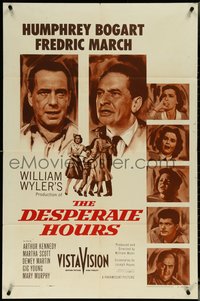 6y1077 DESPERATE HOURS 1sh 1955 William Wyler, different portraits of Humphrey Bogart & cast!