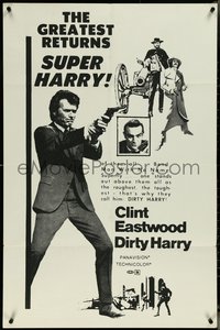 6y1082 DIRTY HARRY 1sh R1973 James Bond, Superfly, Clint Eastwood stands out as 'Super Harry'!