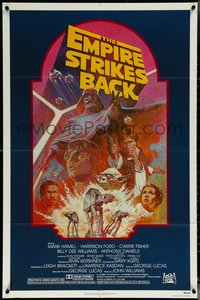 6y1091 EMPIRE STRIKES BACK NSS style 1sh R1982 George Lucas sci-fi classic, cool artwork by Tom Jung!