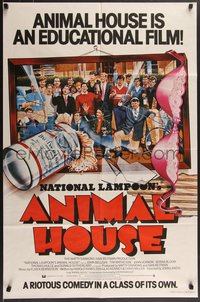 6y0561 ANIMAL HOUSE English 1sh 1978 John Belushi, Landis classic, wacky art of top cast!