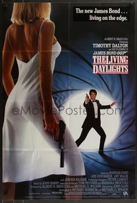 6y0567 LIVING DAYLIGHTS English 1sh 1987 image of Timothy Dalton as Bond & sexy woman w/ gun!