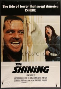 6y0572 SHINING English 1sh 1980 King & Kubrick, Nicholson, the tide of terror that swept America!