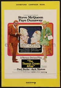 6y0470 THOMAS CROWN AFFAIR English pressbook 1969 Putzu art of Steve McQueen & Dunaway, ultra rare!