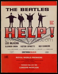 6y0266 HELP world premiere English program 1965 Beatles, with Piccadilly Circus ticket, ultra rare!