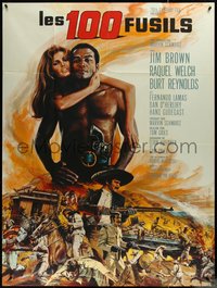 6y0072 100 RIFLES French 1p 1969 different Jean Mascii art of Jim Brown & sexy Raquel Welch!