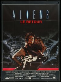 6y0074 ALIENS French 1p 1986 James Cameron sequel, Sigourney Weaver as Ripley carrying Carrie Henn!