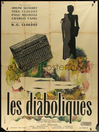 6y0084 DIABOLIQUE style A French 1p 1955 Signoret, Clouzot's Les Diaboliques, Gid art, ultra rare!