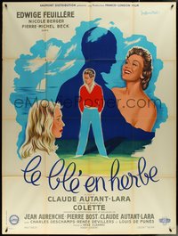 6y0089 GAME OF LOVE style A French 1p 1954 Claude Autant-Lara's Le ble en herbe, art by Noel, rare!