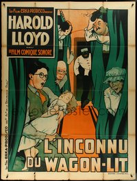6y0100 NOW OR NEVER French 1p R1930s completely different art of Harold Lloyd in train, ultra rare!