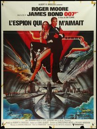 6y0108 SPY WHO LOVED ME French 1p 1977 Bob Peak art of Roger Moore as James Bond & Caroline Munro!