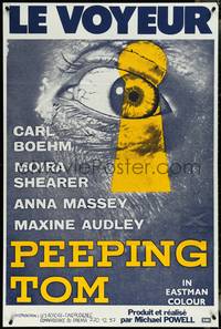 6y0063 PEEPING TOM French 31x46 R1990s Michael Powell classic, eye & keyhole image, ultra rare!