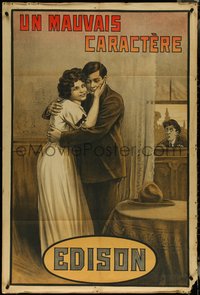 6y0064 RULE THYSELF French 32x47 1913 Edison, art of husband spotting wife with another, ultra rare!