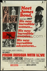 6y1117 FROM RUSSIA WITH LOVE style A 1sh 1964 Sean Connery as Ian Fleming's James Bond is back!