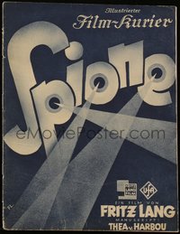 6y0418 SPIES German program 1928 Fritz Lang's classic spy movie based on Thea von Harbou's novel!