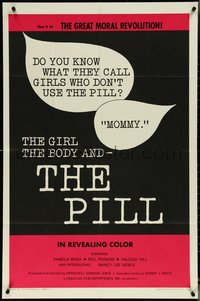 6y1123 GIRL THE BODY & THE PILL 1sh 1967 Herschell Gordon Lewis contraceptive melodrama, ultra rare!