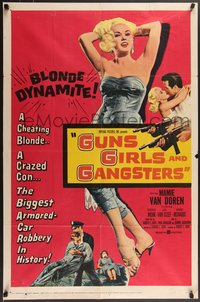 6y1134 GUNS GIRLS & GANGSTERS 1sh 1959 sexy Mamie Van Doren in a Las Vegas casino robbery!