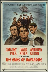 6y1135 GUNS OF NAVARONE 1sh 1961 Gregory Peck, David Niven & Anthony Quinn by Howard Terpning!