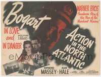 6y0398 ACTION IN THE NORTH ATLANTIC herald 1943 Humphrey Bogart, Julie Bishop, WWII ultra rare!