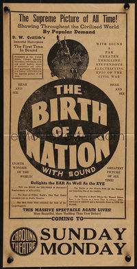 6y0401 BIRTH OF A NATION herald R1930 D.W. Griffith, Ku Klux Klan, 1st time in sound, ultra rare!