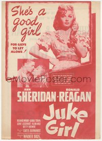 6y0406 JUKE GIRL herald 1942 Ann Sheridan is a good girl for Reagan to leave alone, ultra rare!