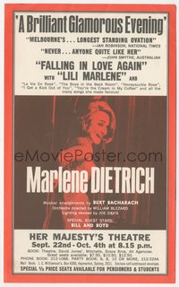 6y1433 MARLENE DIETRICH stage show Australian herald 1967 the famous actress in person, ultra rare!