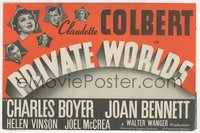 6y1441 PRIVATE WORLDS herald 1935 Claudette Colbert, Charles Boyer, Joan Bennett, McCrea, ultra rare!