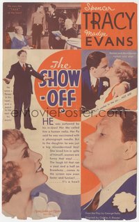 6y0411 SHOW-OFF herald 1934 Spencer Tracy & pretty Madge Evans, Laurel & Hardy short advertised!