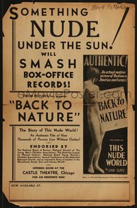 6y0412 THIS NUDE WORLD 11x17 herald 1933 with the alternate title Back To Nature, ultra rare!