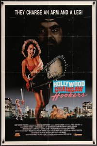 6y1142 HOLLYWOOD CHAINSAW HOOKERS 1sh 1988 Gunnar Hansen, wacky horror, they charge an arm and a leg!