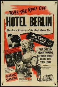 6y1146 HOTEL BERLIN 1sh 1945 sexy Faye Emereson, Helmut Dantine, Andrea King, rips the roof off!