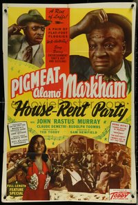 6y1149 HOUSE-RENT PARTY 1sh 1946 Dewey Pigmeat Alamo Markham, Toddy all-black comedy musical!