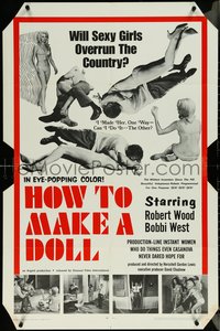 6y1151 HOW TO MAKE A DOLL 1sh 1968 Herschell Gordon Lewis, sexy girls overrun the country, rare!