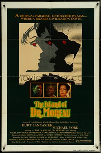 6y1165 ISLAND OF DR. MOREAU 1sh 1977 Michael York, mad scientist Burt Lancaster, cool art!