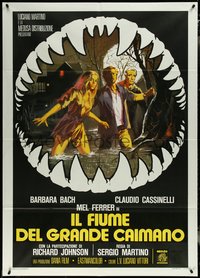 6y0117 ALLIGATORS Italian 1p 1979 art of Bach, Ferrer & Cassinelli in huge monster jaws, ultra rare!